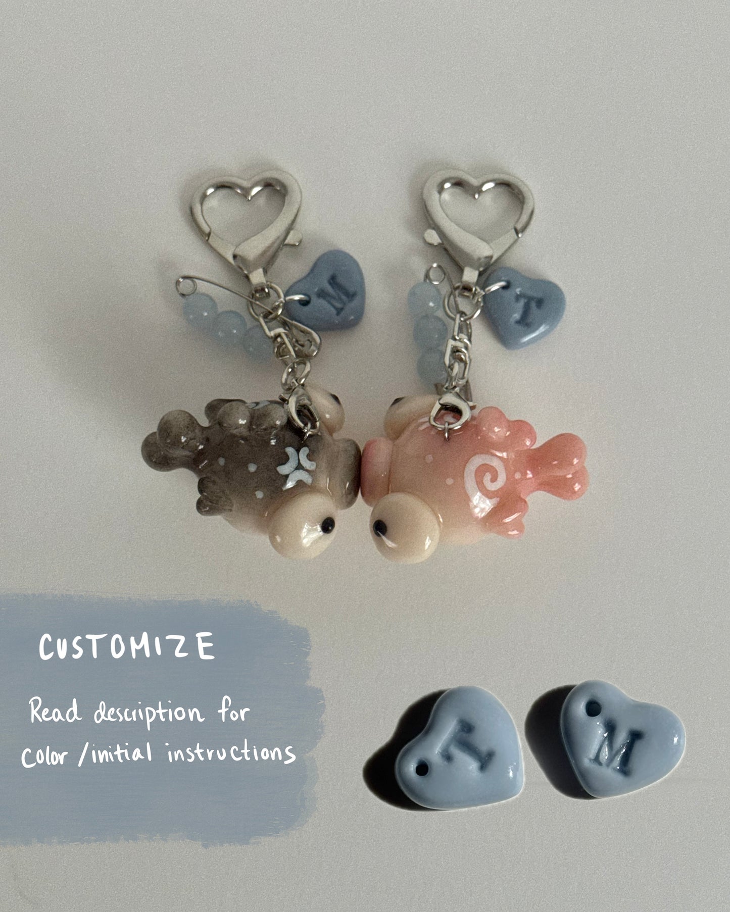 customizable magnetic kissy fish keychain pair (made to order)